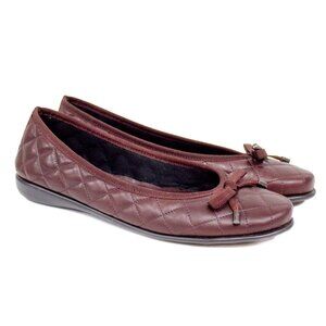 The Flexx Flats Women's Size 9 Quilted Leather Ballet Flats Low Wedge Front Bow
